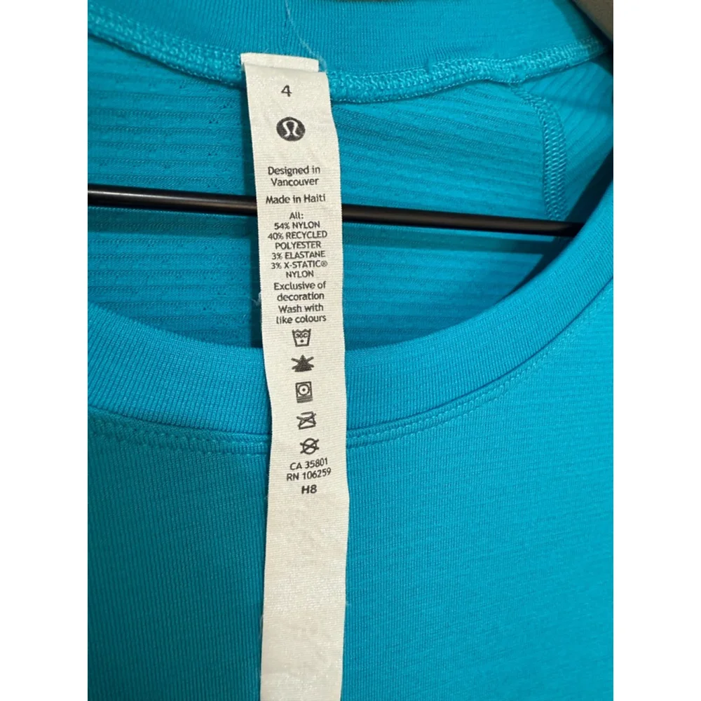 Women's Lululemon Swiftly Tech Long Sleeve Shirt 2.0 Race Length Oceanic SZ 4 - Picture 3 of 8